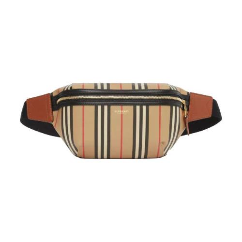  BURBERRY 22年秋冬 男士 Sonny - 標(biāo)志性條紋環(huán)保帆布蘇尼腰包 80268381
