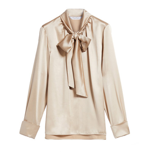 MaxMara/麥絲瑪拉 22年秋冬新款 TENEBRE系列 女士米白色真絲圍巾襯衫1116082906015