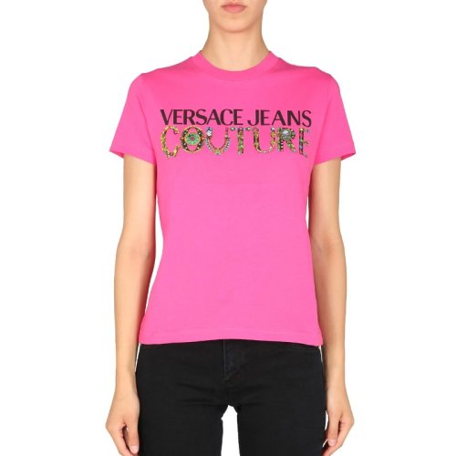  VERSACE JEANS COUTURE 女士印花棉質(zhì)短袖T恤 71HAHF03 CJ00F 455 PLFSX