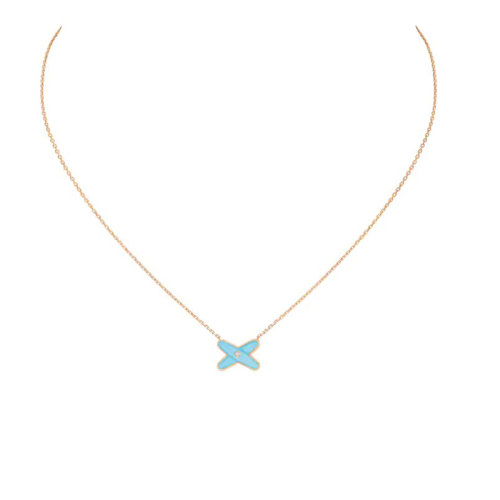 Chaumet/尚美  Jeux de Liens系列 女士18k金玫瑰金綠松石切割鉆石吊墜082932