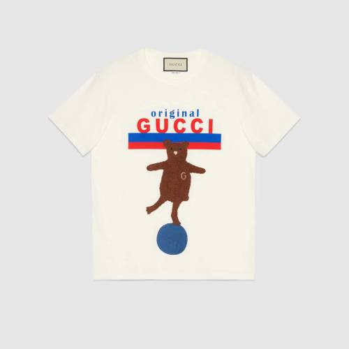 GUCCI/古馳 飾小熊貼飾“Original Gucci”超大造型T恤 615044 XJCRH 9095
