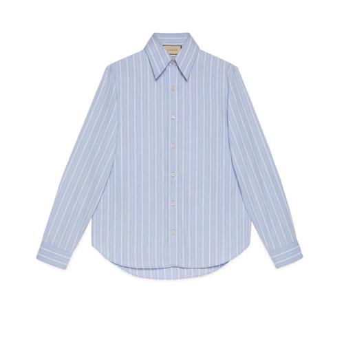  GUCCI古馳 22年秋冬 男士 條紋棉質(zhì)方形襯衫 694238 ZAG3T 4047