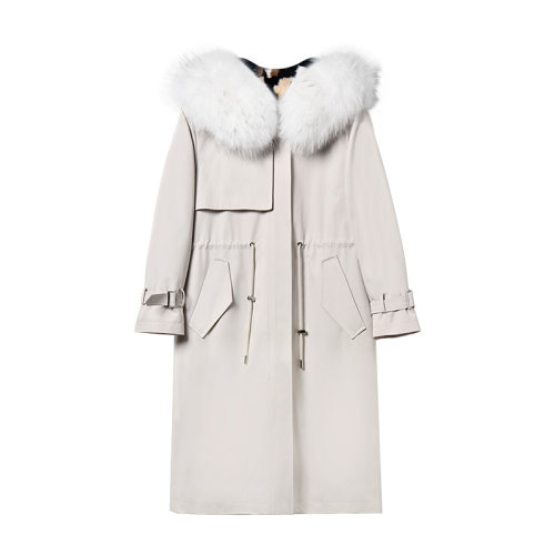 GeleiStory/GeleiStory派克服可拆卸水貂內(nèi)膽真毛皮草狐貍毛領(lǐng)長款連帽外套女士皮草