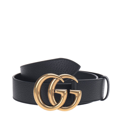 GUCCI/古馳 牛皮雙G標(biāo)識板扣式商務(wù)休閑男士腰帶皮帶 406831 DJT