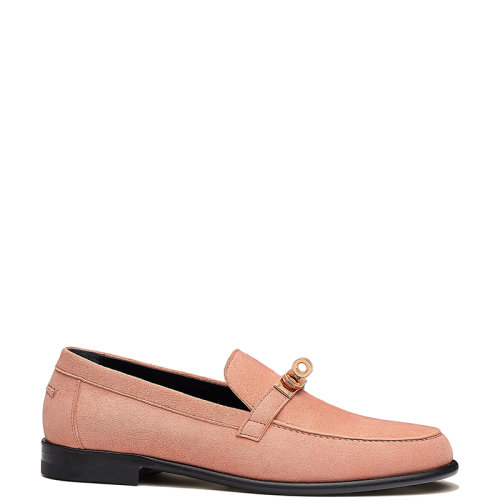 HERMES/愛(ài)馬仕 22年秋冬新款 Destin系列 女士黎明粉色山羊絨面革莫卡辛鞋樂(lè)福鞋H212116Z9M370