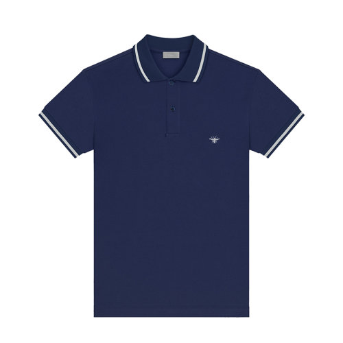 DIOR/迪奧 22年早春新款 男士海軍藍(lán)色純棉蜜蜂刺繡短袖POLO衫733J805B0373_C570