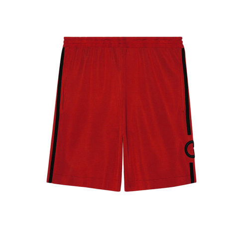 GUCCI/古馳 22年秋冬新款 adidas聯(lián)名系列 男士紅色粘膠纖維面料短褲?696243XKCIH6429