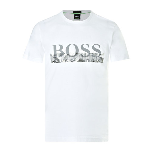 HUGO BOSS/雨果波士  男裝 服飾 新款純色純棉BOSS標(biāo)時(shí)尚休閑男士短袖T恤