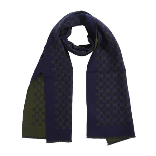 GUCCI/古馳 男女同款 中性深綠色logo裝飾羊毛圍巾圍脖 391246-4G200-4166
