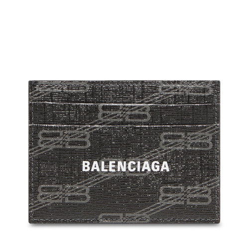 Balenciaga/巴黎世家 22新款 女士黑色/灰色BB老花印花帆布卡夾594309210D81061