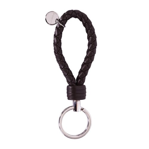 Bottega Veneta/葆蝶家 男女同款 中性時(shí)尚羊皮編織鑰匙扣掛飾掛件 113539-V001D