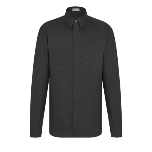 DIOR/迪奧  19秋冬男士新款DIOR斜紋黑色棉質(zhì)提花長(zhǎng)袖襯衫 013C501A4743_C989