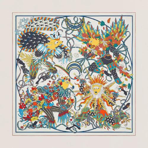  HERMES愛馬仕 22年秋冬 女士 圍巾 Carre 90 Le Sacre des Saisons H003903S 01
