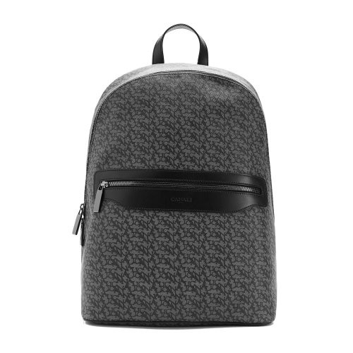 CANALI/康納利 男士CANALI標(biāo)識印花皮革拉鏈雙肩包【BLACK EDITION】 P325921-NC00082-110 19年秋冬