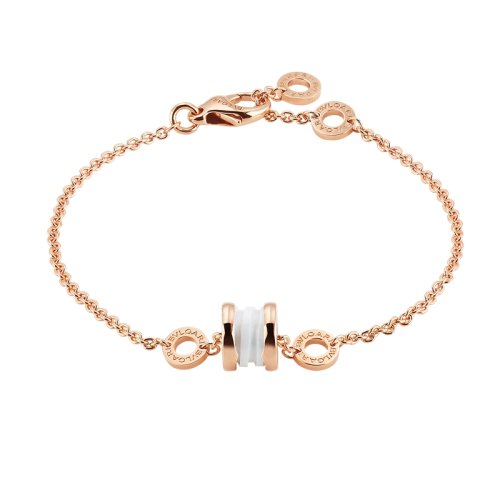 BVLGARI/寶格麗 B.zero1系列18K金玫瑰金嵌白陶瓷 小蠻腰手鏈 354812