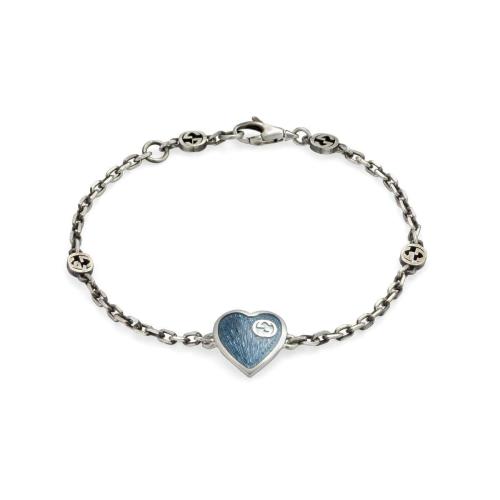  GUCCI古馳 22年秋冬 女士 互扣式雙G琺瑯愛心手鐲 645546 J89B4 8490