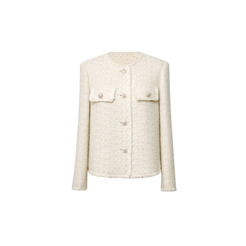 GeleiStory/GeleiStory 早春新款名媛粗花呢輕奢金絲亮片毛邊點(diǎn)綴羊毛小香外套女 女士夾克