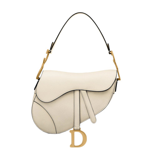 DIOR/迪奧 SADDLE系列 拿鐵色粒面小牛皮單肩手提馬鞍包M0446CBAA_M030