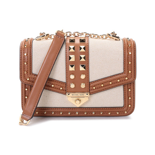 Michael Kors/邁克·科爾斯  MK女包 SOHO系列織物/配皮鉚釘裝飾手提單肩斜挎包 30T1G1SL5C