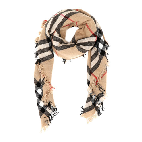 BURBERRY/博柏利徽標(biāo)圖案格紋羊絨大號方巾圍巾8039430