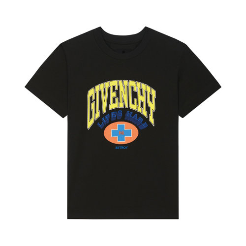 Givenchy/紀(jì)梵希 23年早春新款 BSTROY聯(lián)名系列 男士黑色純棉刺繡貼片短袖T恤BM716R3Y97-001