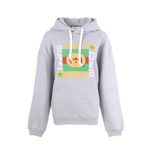 GUCCI/古馳 女裝 品牌字母LOGO 女士灰色長袖連帽棉質(zhì)秋冬衛(wèi)衣 605154XJCCD1230