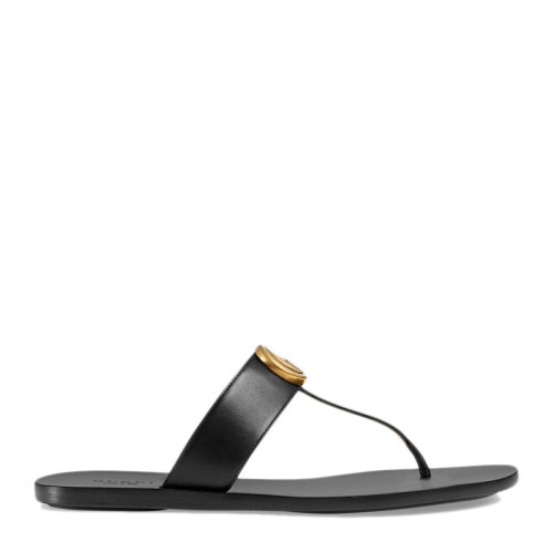 GUCCI/古馳 女士雙G金扣logo丁字涼鞋夾腳拖鞋人字拖女鞋 497444-A3N00-1000