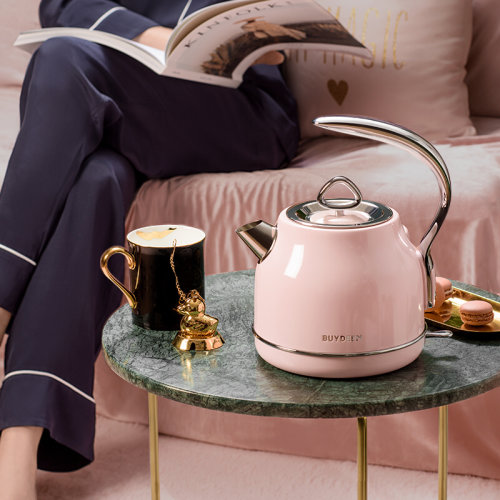Buydeem/北鼎 K203 電熱水壺 全304不銹鋼   燒水壺電熱壺開水壺電水壺 自動(dòng)斷電 蜜桃粉