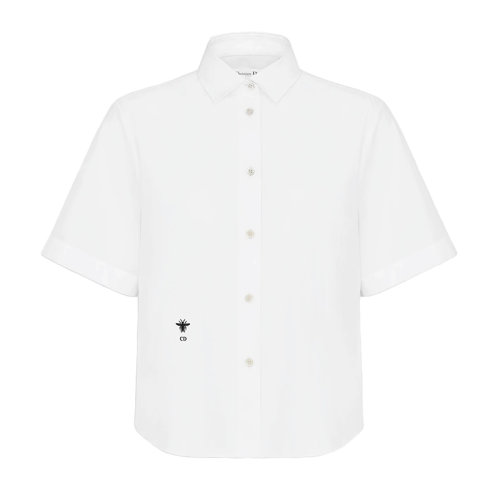 DIOR/迪奧 白棉府綢 女士短袖襯衫111B61A3356_X0100