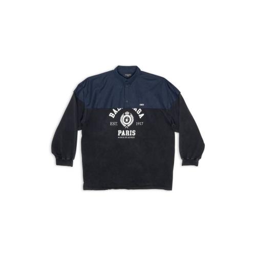  BALENCIAGA巴黎世家 22年秋冬 男士 長袖T恤 COLLEGE 1917 PATCHED POLO SHIRT 698226TMV98100