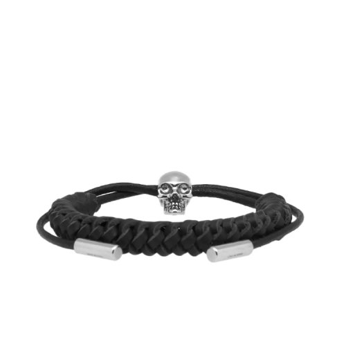  Alexander McQueen/亞歷山大麥昆 骷髏頭編織皮革手鏈 497162J16KY1000 HQY012345C