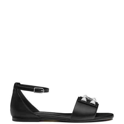 HERMES/愛馬仕 22年秋冬新款 Désirée系列 女士黑色小牛皮飾鉚釘涼鞋H212023Z02360