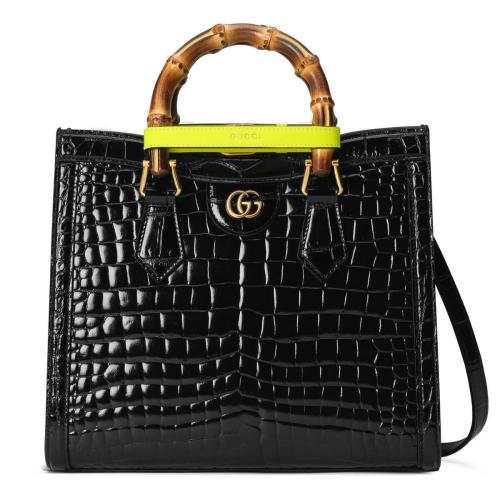  GUCCI古馳 22年秋冬 女士 Gucci Diana系列鱷魚皮小號竹節(jié)托特包 660195 EZINT 1175