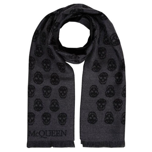 Alexander McQueen/亞歷山大麥昆 男女同款 黑色羊毛時尚骷髏頭圍巾/披肩圍巾 6244254200Q1079
