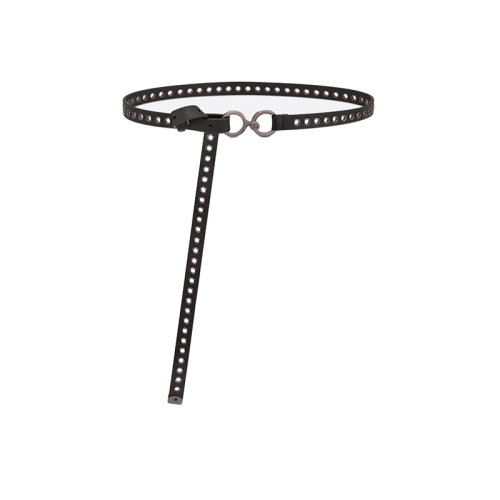 DIOR/迪奧 22年春夏新款 SHOW系列 女士黑色光滑牛皮革搭配金屬覆層金屬孔眼銀扣腰帶15毫米B0298BWFE_M900