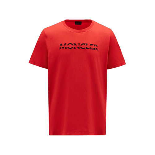 Moncler/蒙克萊 22年秋冬新款 男士猩紅色純棉刺繡標(biāo)志短袖T恤H20918C00008829H8463