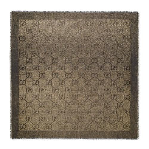  GUCCI古馳 22年秋冬 女士 GG金銀絲線提花披肩 694839 3G720 1080