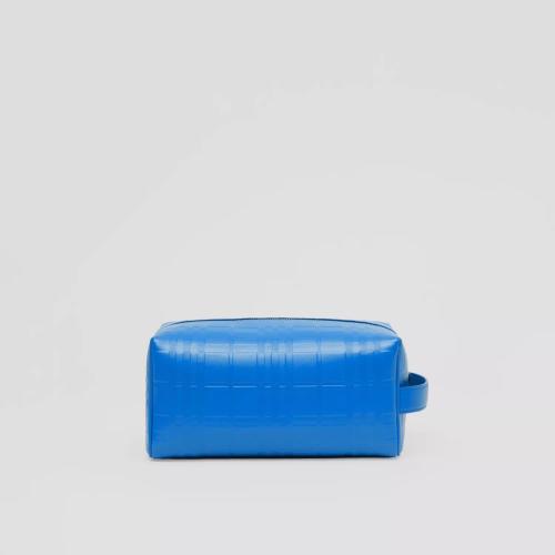  BURBERRY 22年秋冬 男士 格紋壓花皮革旅行收納袋 80577141