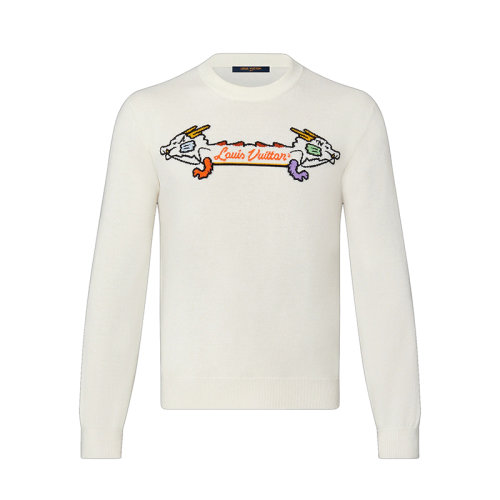 Louis Vuitton/路易威登 22年早春新款 LV2系列 男士米白色羊絨羊毛混紡毛衣1A9GO5