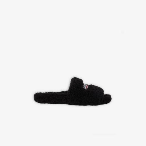  BALENCIAGA巴黎世家 22年秋冬 男士 拖鞋 Men%27s Furry Slide Sandal in BLACK/WHITE/RED 65474 預(yù)定商品1-3周發(fā)貨