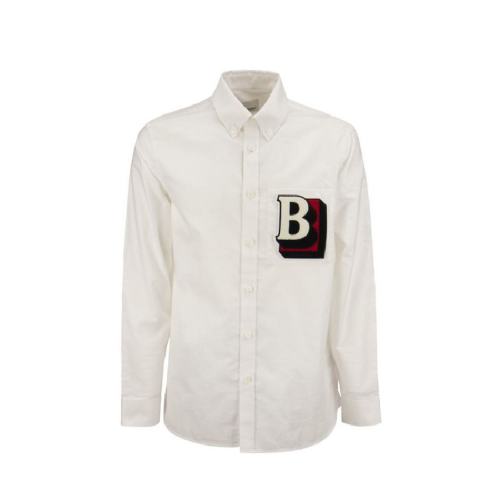  BURBERRY/博柏利 男士白色織物長袖襯衫 80501341 PLFSX