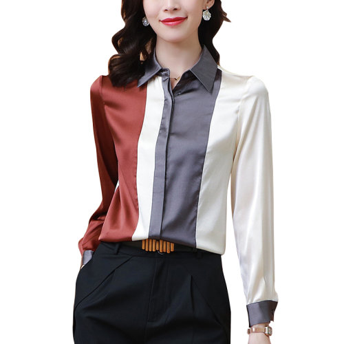 GeleiStory/GeleiStory 縱橫職場(chǎng)系列空調(diào)房長(zhǎng)袖設(shè)計(jì)感襯衣修身氣質(zhì)桑蠶絲上衣  女裝＞女士襯衫＞女士長(zhǎng)袖襯衫