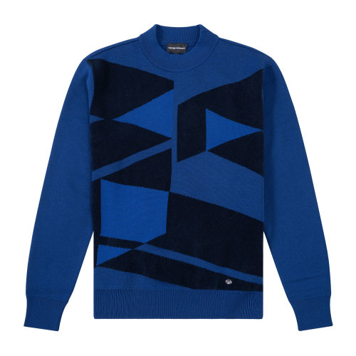 Emporio Armani 男士 藍(lán)黑幾何圖案針織衫  6H1MT7-1MDGZ-0971