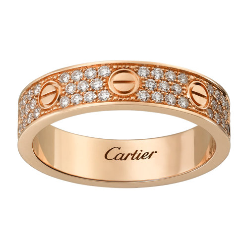 CARTIER/卡地亞 經(jīng)典款 LOVE 18K金玫瑰金鉆石結(jié)婚戒指 鑲嵌88顆明亮切割的鉆石B4085800