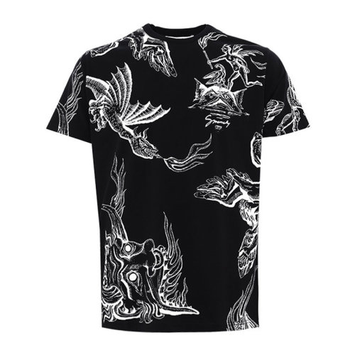 Givenchy/紀梵希 男士黑色棉質(zhì)印花裝飾圓領短袖上衣T恤 BM70RB3002-001