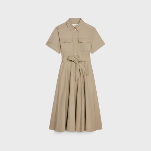  CELINE賽琳思琳 22年秋冬 女士 連衣裙 ROBE SAHARIENNE GABARDINE LéGERE 2R32A204I.02BG