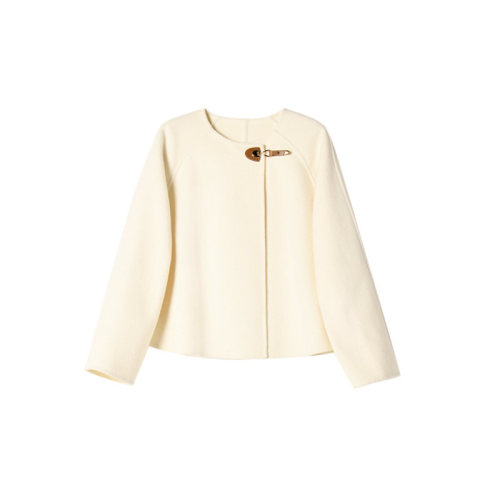 GeleiStory/GeleiStory 2022冬季新款氣質(zhì)優(yōu)雅小個子寬松保暖羊毛圓領(lǐng)短款毛呢外套女士夾克