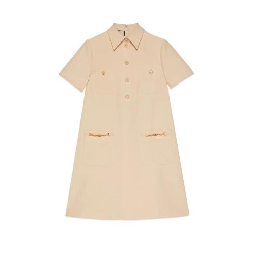  GUCCI古馳 22年秋冬 女士 卡迪縐綢Polo衫裙 661672 ZAD88 9205