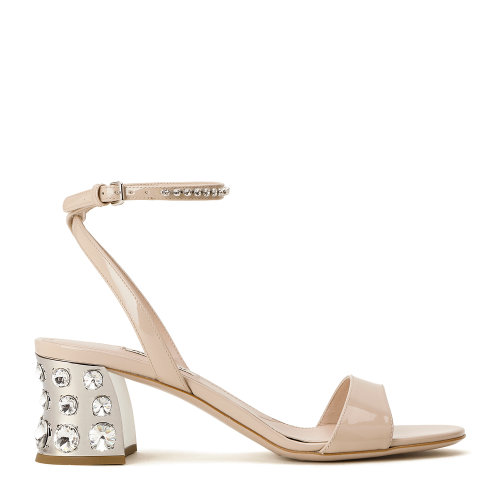 MiuMiu/繆繆 裸粉色 女士仿水晶裝飾跟漆皮高跟涼鞋 5X981C_XWA_F0236_F_055