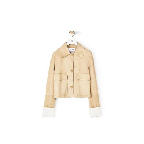  LOEWE羅意威 22年秋冬 女士 夾克 絨面革九分紐扣夾克 S1108228F-8130 預(yù)定商品1-3周發(fā)貨